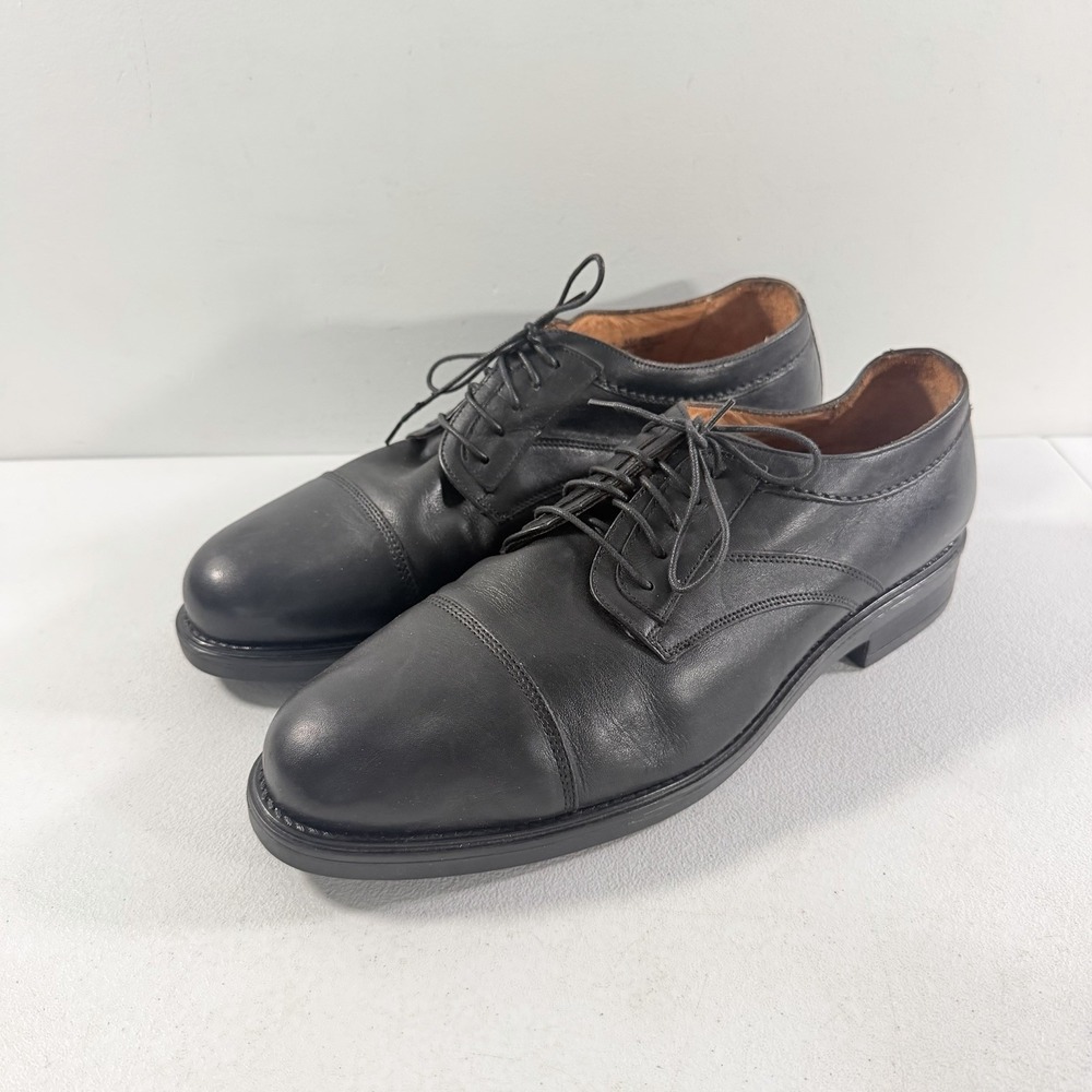 Vintage Bostonian Strada Mens Black Leather Cap Top‎ Oxfords Size 13 W Italy